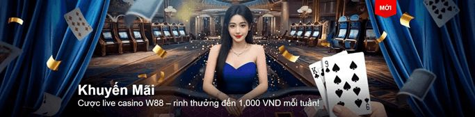 Sảnh casino trực tuyến W88 với dealer thật, mở từ link W88 chính thức